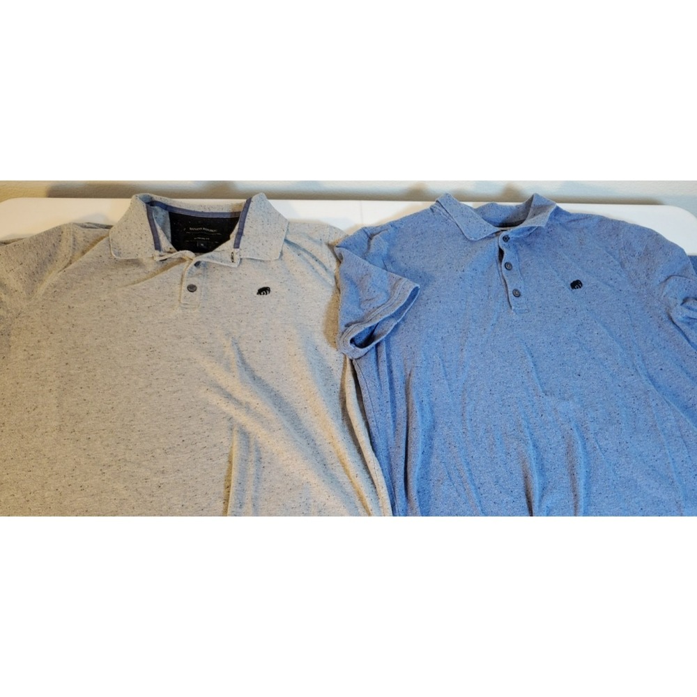 Banana Republic Men's XL Polo Shirt Blue/ Gray Short Sleeves Lot of 2